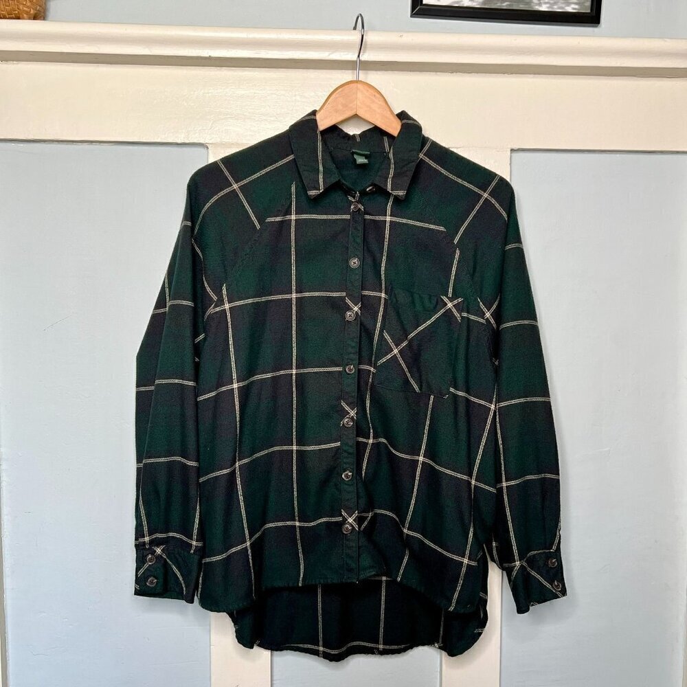Wild Fable Green Plaid Button Front Shirt